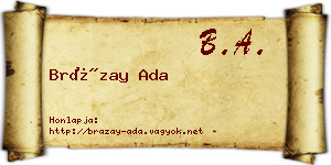 Brázay Ada névjegykártya